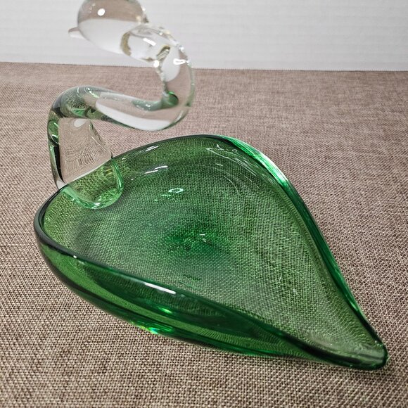 Vintage Glass Swan Emerald Green Dresser Trinket Candy Dish MCM Swan Alpine? - Picture 3 of 7